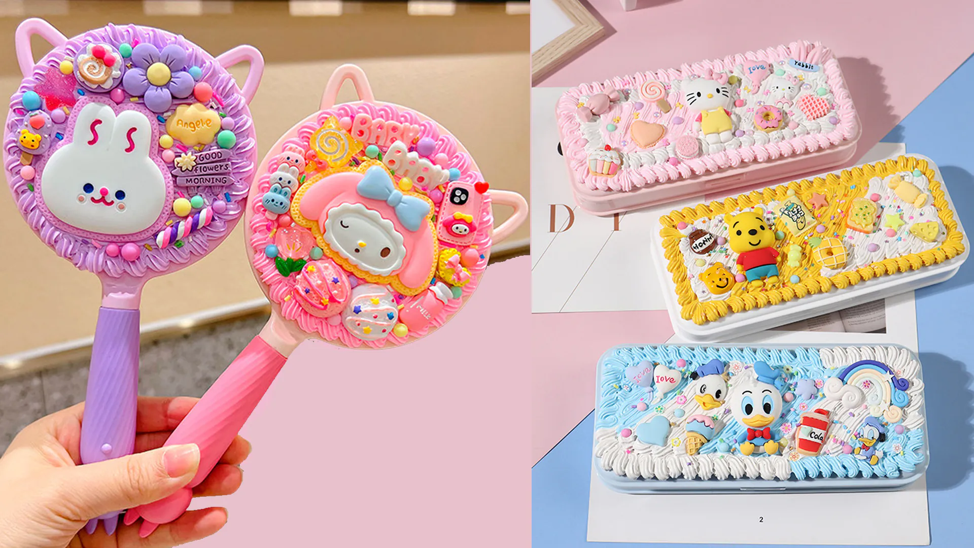 Cute character-themed sweetie mirrors and pencil cases at Craftify DIY Studio, a Craft Store in Bloomington