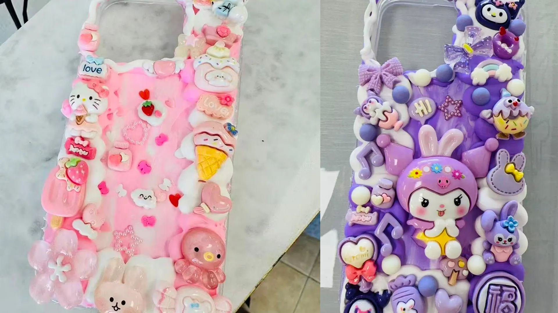 Pastel-toned dreamy decoden phone cases at Craftify DIY Studio, a Craft Store in Bloomington