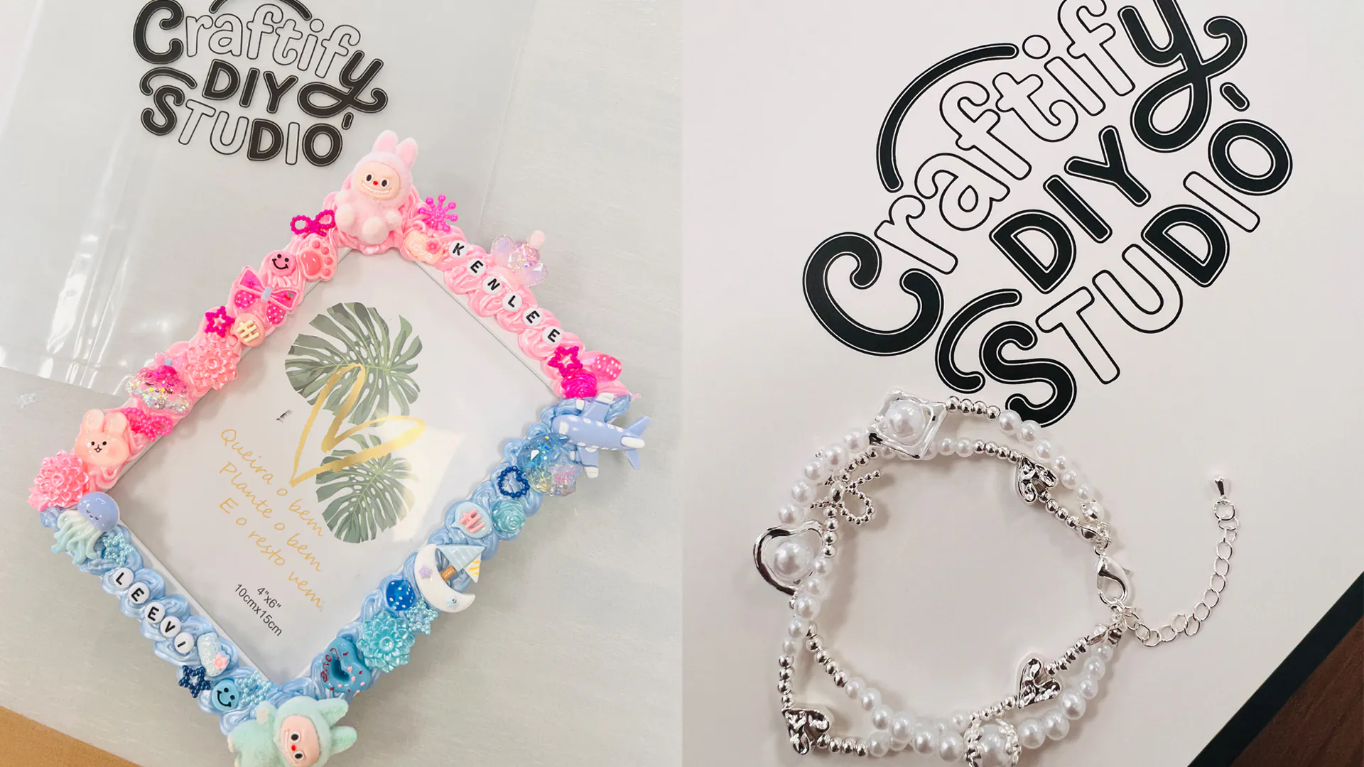 Pastel split buddy frame & twinkle bracelet at Craftify DIY Studio, a Craft Store in Bloomington