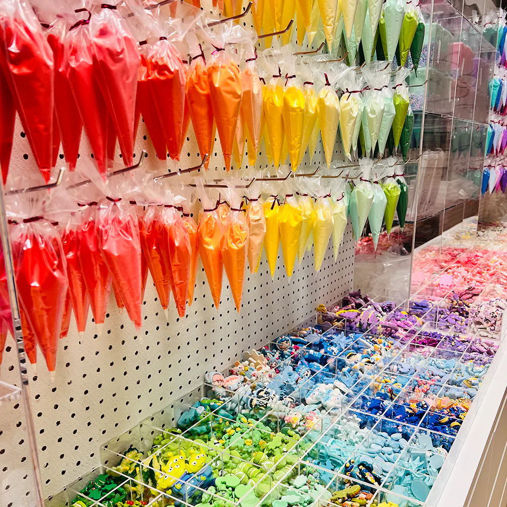 Ombre decoden piping bag wall at Craftify DIY Studio, a Craft Store in Bloomington